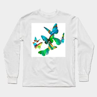 Green Butterflies Long Sleeve T-Shirt